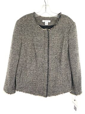 Liz Claiborne Wool Blend Tweed Blazer Jacket Size Large New